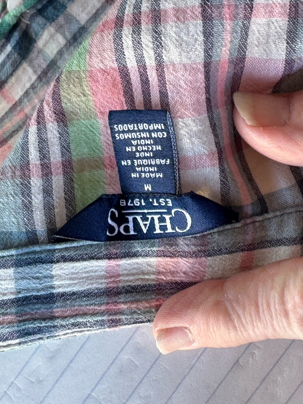 Chaps Men’s Pastel Plaid Button-Down Shirt in Pink, Green & Gray